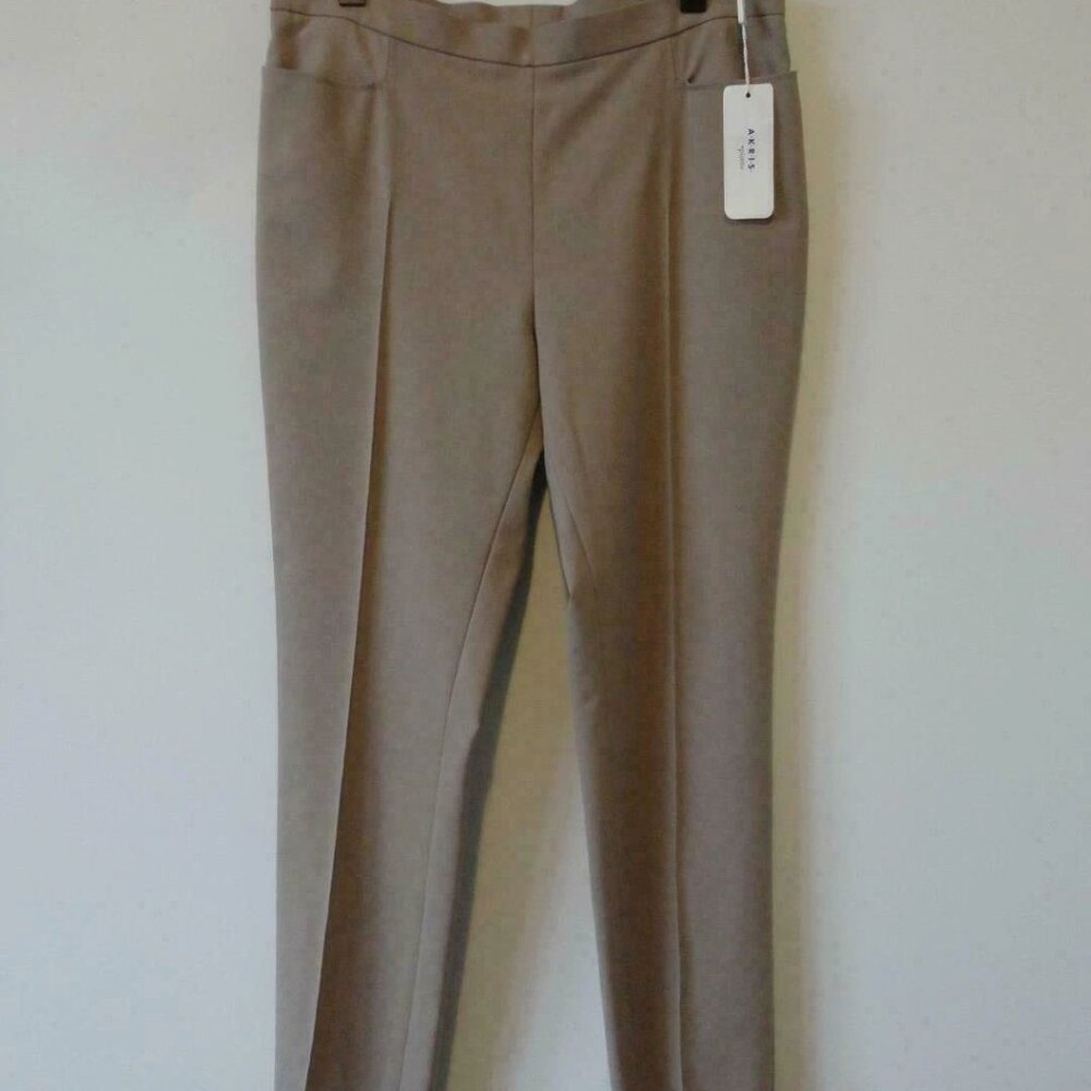 NWT AKRIS Cord Beige Wool Blend Straight Leg Francoise Trouser Pants 12